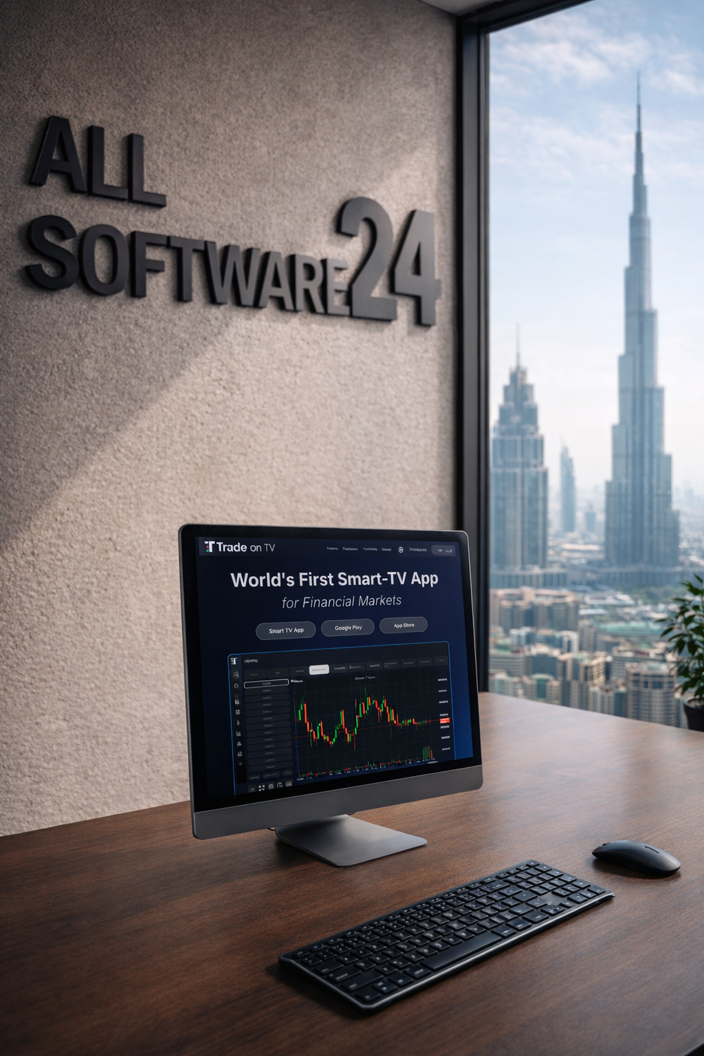 Trade on TV team working in Dubai office with market data on screens